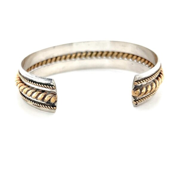Sterling Two-Tone T Cuff - Picture 4 of 6